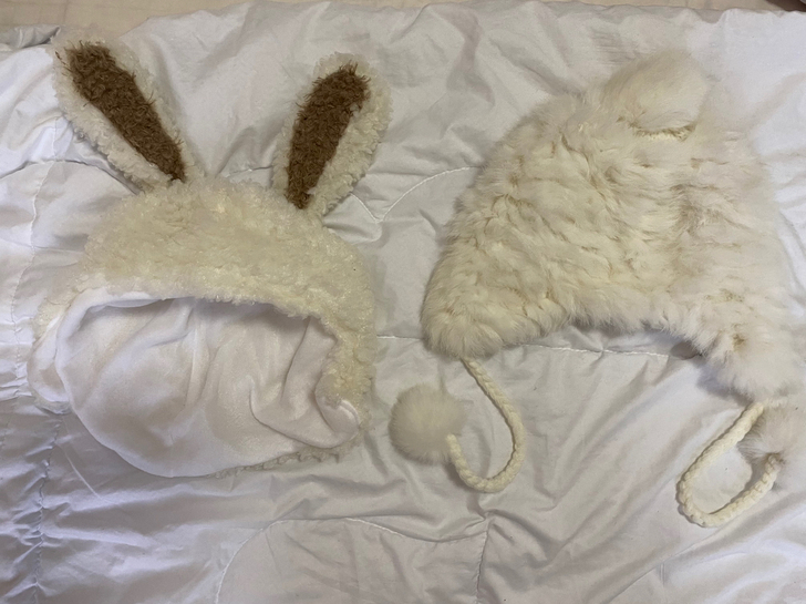 两个帽子 雷锋帽 兔子帽 林小宅同款