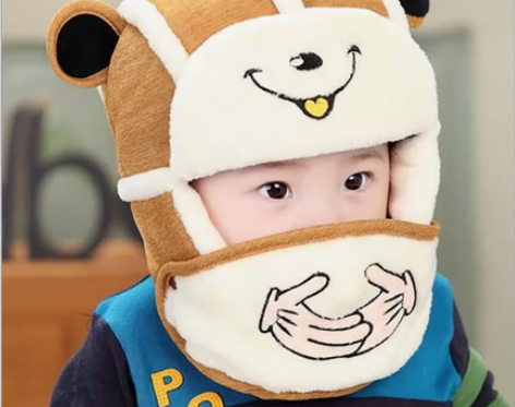 宝宝婴儿童男女雷锋帽冬季加绒厚棉小孩幼儿护...