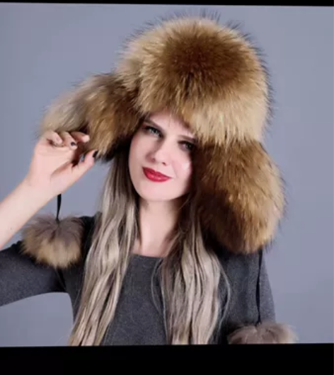 新款卷边高顶狐狸毛保暖女士雷锋帽子冬季女加...