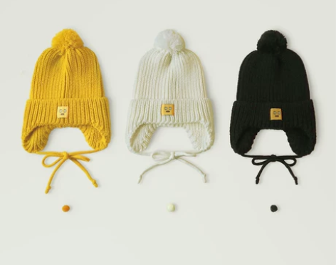 云朵工厂 秋冬季新款保暖针织毛线护耳球球可...