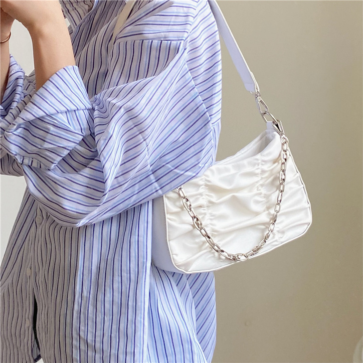 小众褶皱链条法棍包腋下包包女2021新款i...