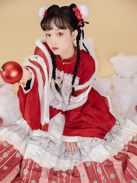 七月夕 周年庆走秀款 绒果 袄裙立领短袄褶...