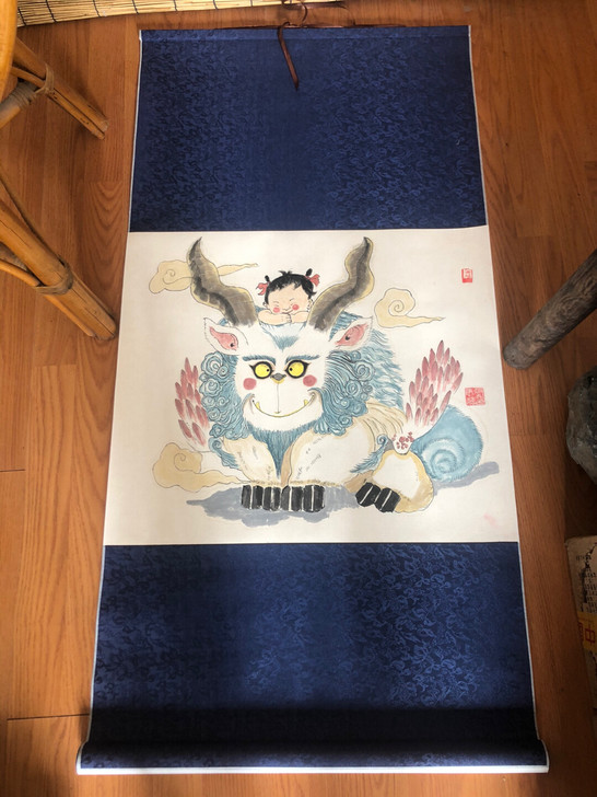 2白泽驼子图一幅，已经装裱画工精细，镇宅求...