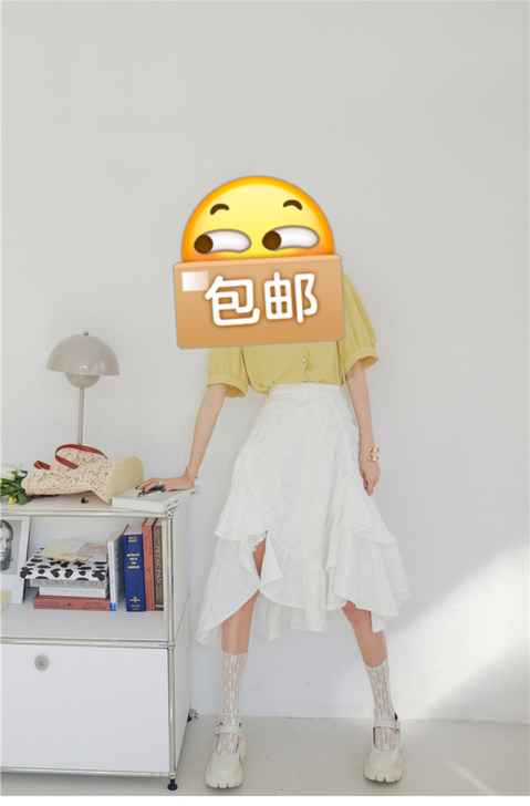 重工提花浮雕白色半身鱼尾裙女仙夏不规则高腰...