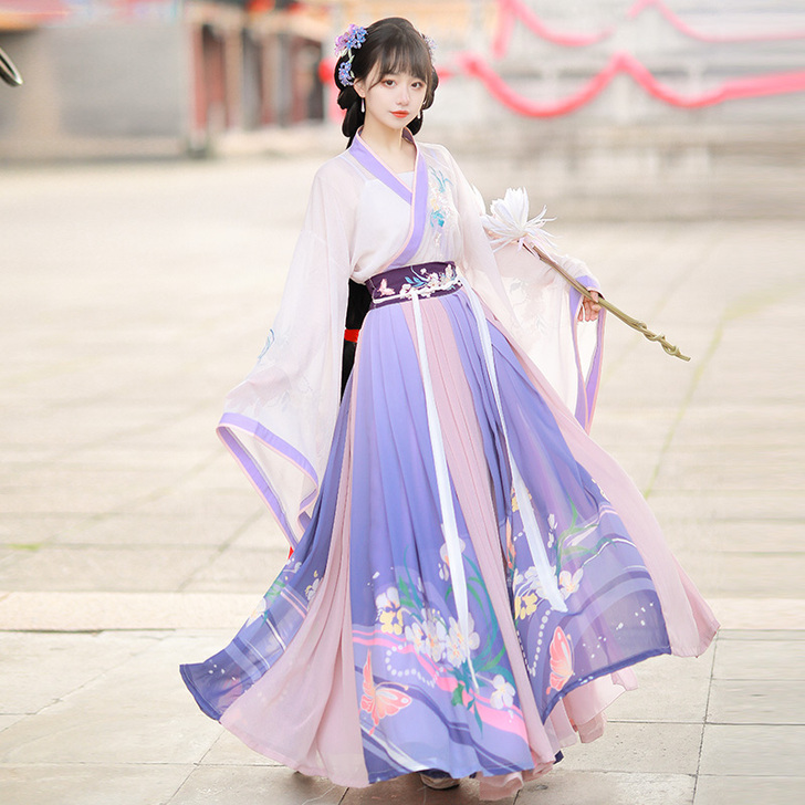 汉服女中国风夏晋制交领齐腰襦裙超仙古风女装...