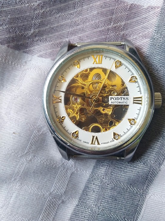 镂空机械自动表，精钢表壳后配表带，蓝宝石镜...