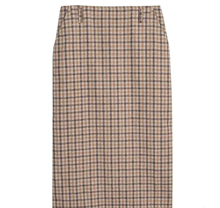 毛呢格子半身裙女中长款厚冬季一步裙