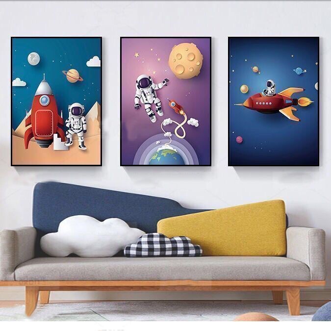 儿童房装饰无框画免打孔男女卧室客厅床头壁画...