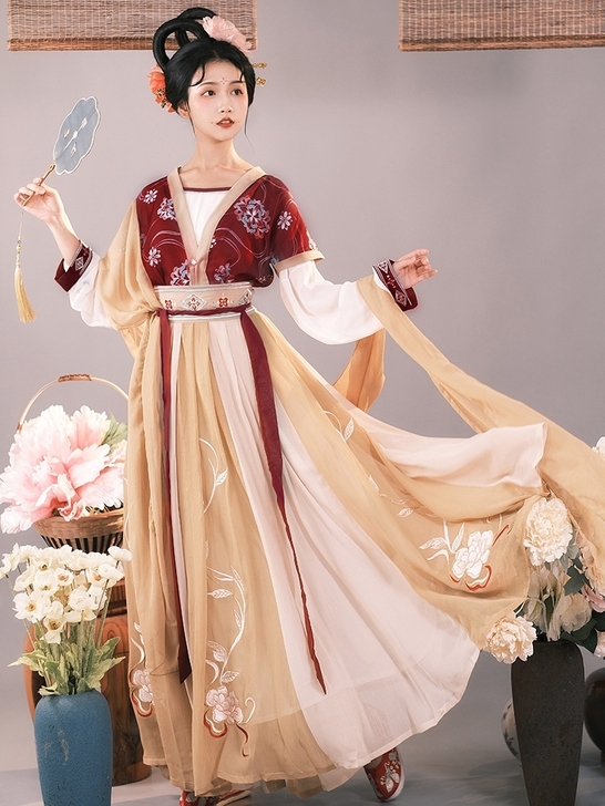 耀春醉芙蓉原创唐制汉服女中国风唐背子对襟衫...