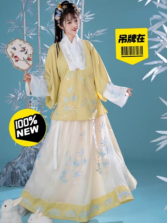 清梳玉竹春明制汉服女正品原创对襟半袖汉元素