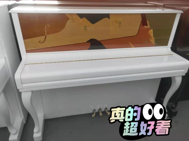 进口原装精品三益钢琴，白色亮光油漆，抽象概...