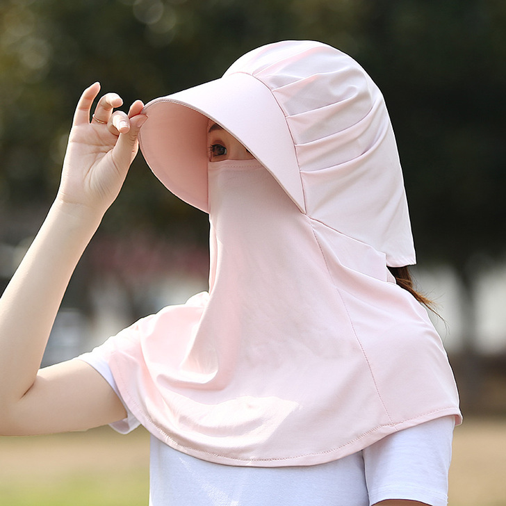春夏季防晒帽子女遮脸护颈防紫外线遮阳帽冰丝...