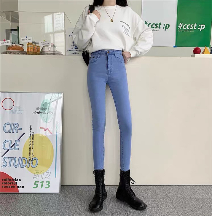 Bershka专柜正品女高腰小脚裤,紧身铅...