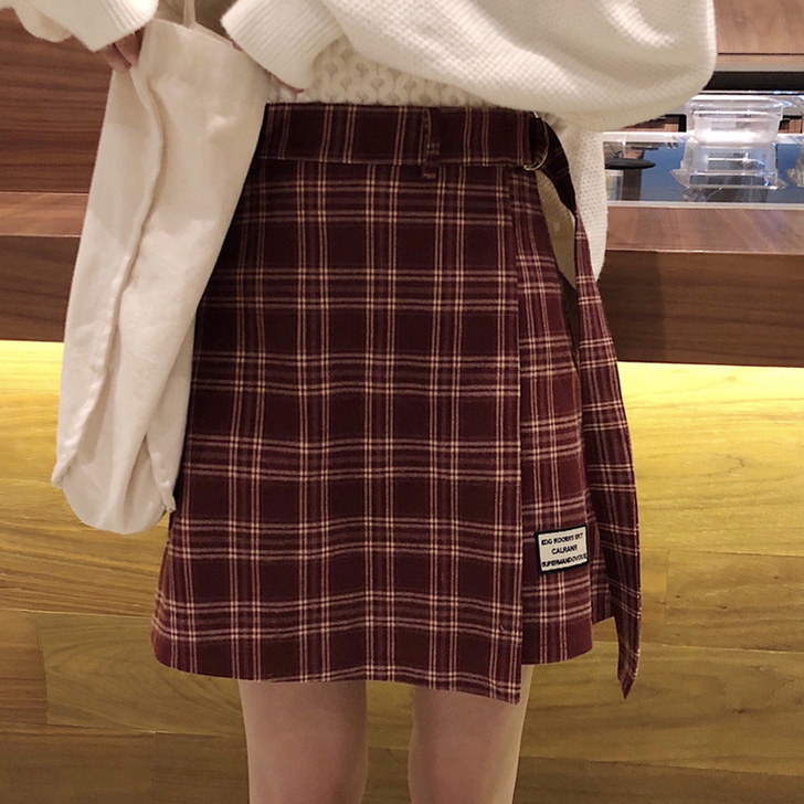 格子半身裙女夏季包臀短裙2021新款高腰显...