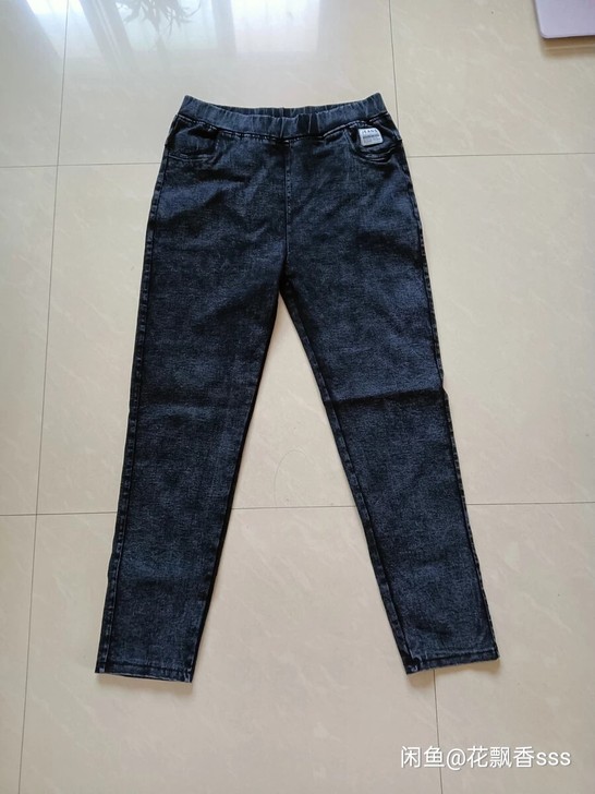 全新 高腰显瘦百搭牛仔裤   黑灰色紧身铅...
