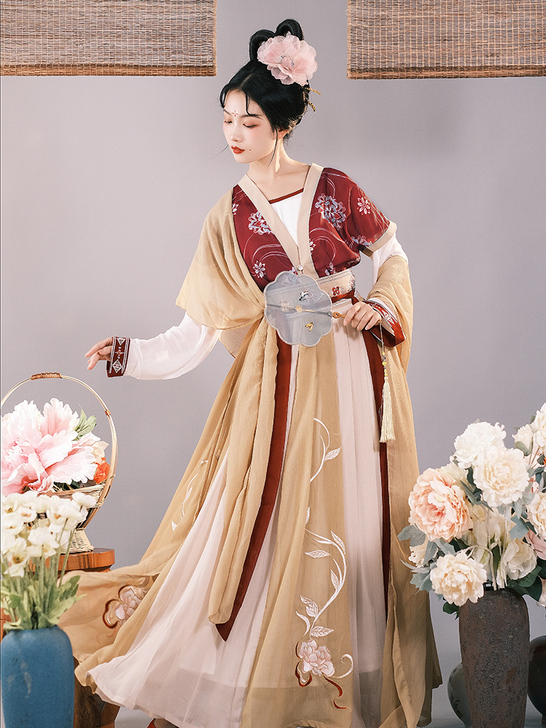 耀春醉芙蓉新款原创汉服唐褙子对襟衫十二破交...