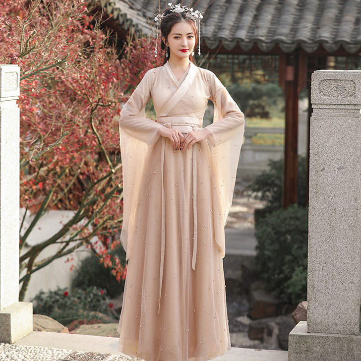 汉服女中国风古装广袖流仙裙夏季仙气改良版连...