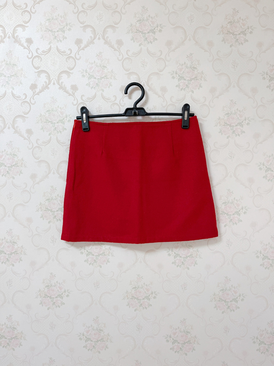 深红色毛呢短裙秋冬款半身裙