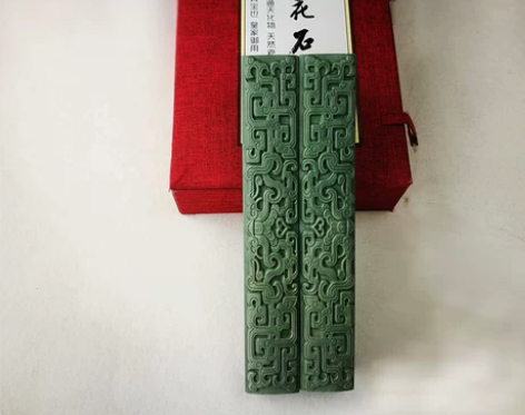 镇尺镇纸御砚堂镇纸松花石天然老坑石材古纹雕...