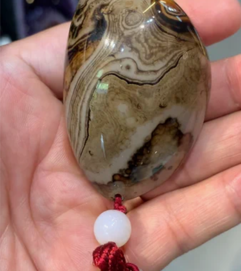 天然纹路画面玉髓 玛瑙石手把件 镇纸石玩件...