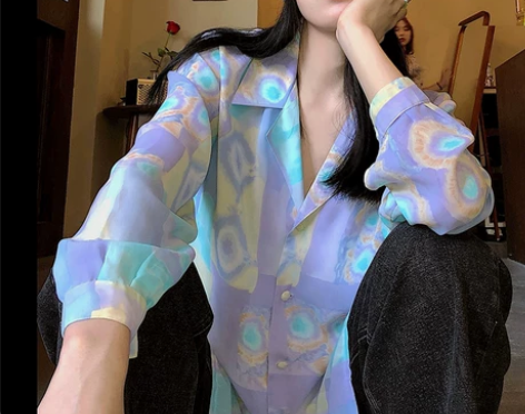 洛边  莫奈的调色盘～梦幻衬衫复古上衣百搭...