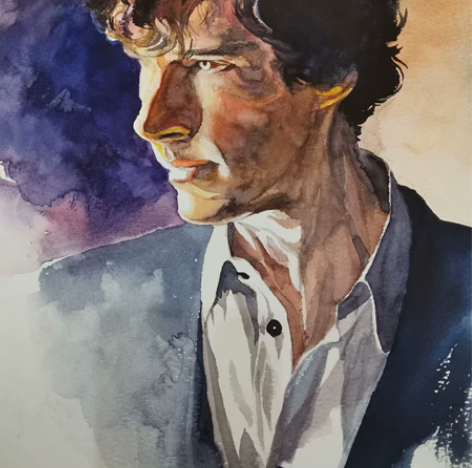 卷福手绘 名人 明信片 素描速写 人物肖像...