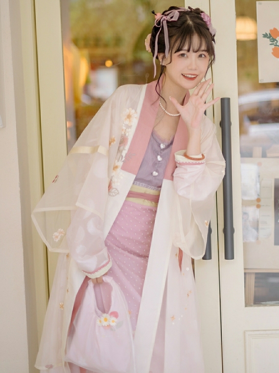 远山乔【樱桃糖水】宋制汉服夏刺绣褙子对襟长...