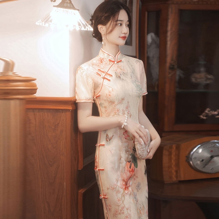 旗袍长款改良版连衣裙复古蚀骨旗袍年轻款性感...