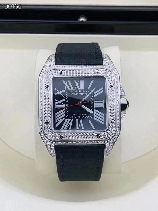 卡地亚山度士系 男单表9.8新,精钢.后...