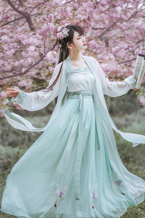 御篇【灼莲】宋制汉服 4.5米摆 青色 日常