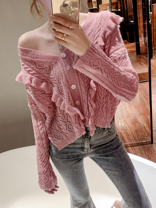 宁莎2021早春新款甜美荷叶边洋气上衣女韩...