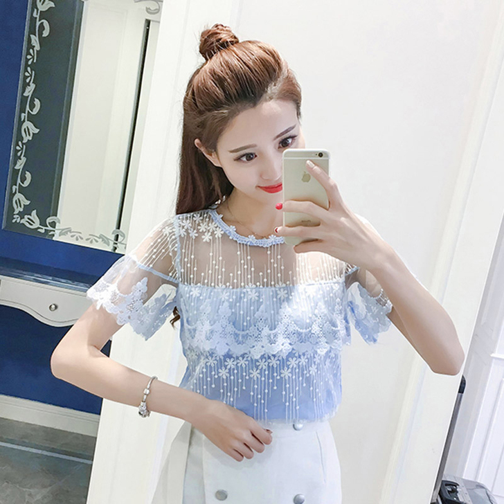 nonsar/宁莎 蕾丝雪纺衫