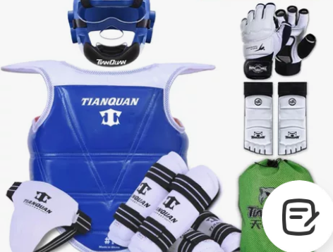 天拳体育跆拳道护具9件套，34码道鞋，脚靶...