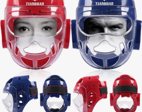 天权儿童跆拳道头盔面罩护头拳击散打搏击全防...