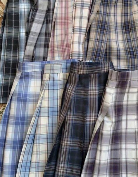 大码jk裙格裙原创制服裙正版夏季银线百褶裙