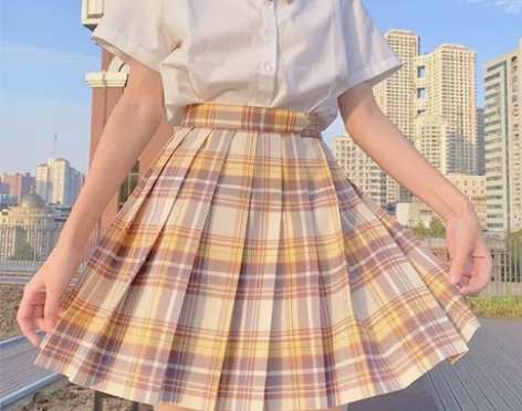 日系合集jk制服百褶裙女格群 学院风套装白...