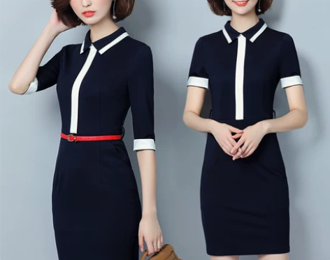 职业连衣裙女夏季气质面试商场导购售楼部美容...