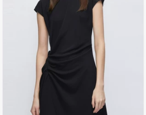 朗姿夏季连衣裙2021款赫本风气质一字领小...