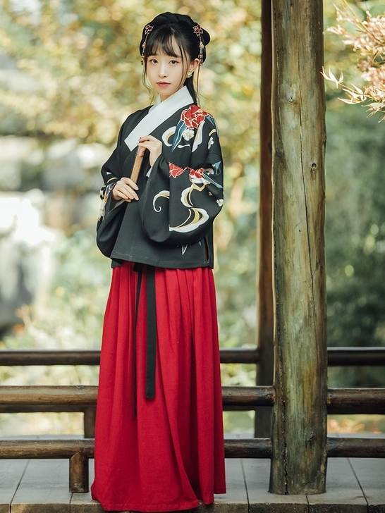 十三余小豆蔻儿[东风一梦]印花短袄一片式下...