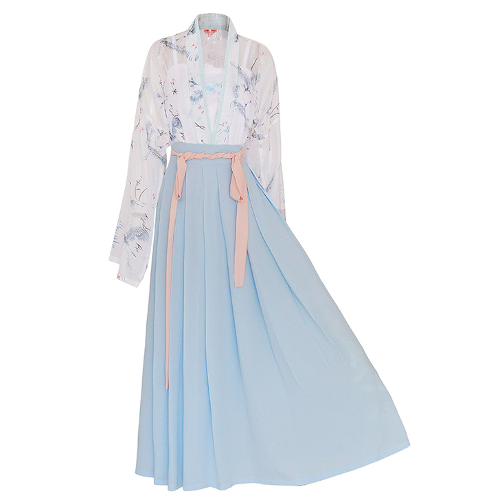 如梦霓裳汉服女装对襟齐腰襦裙套装[瑞鹤仙]...