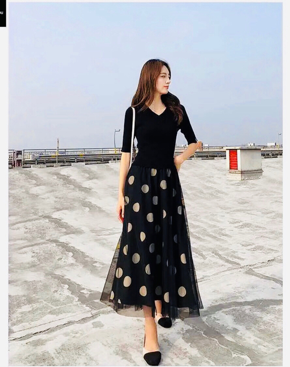 【特价清仓】春夏装新款连衣裙女波点网纱收腰...