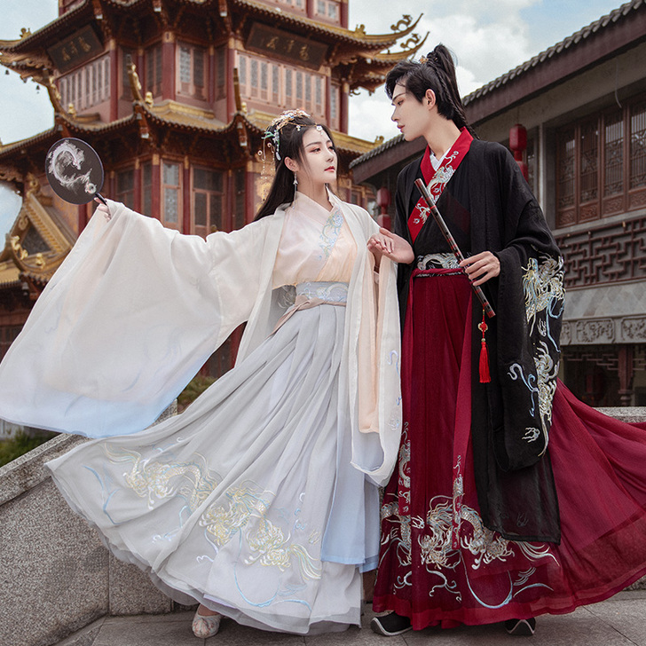 如梦霓裳情侣汉服男女春款大袖衫辰龙生肖重工...