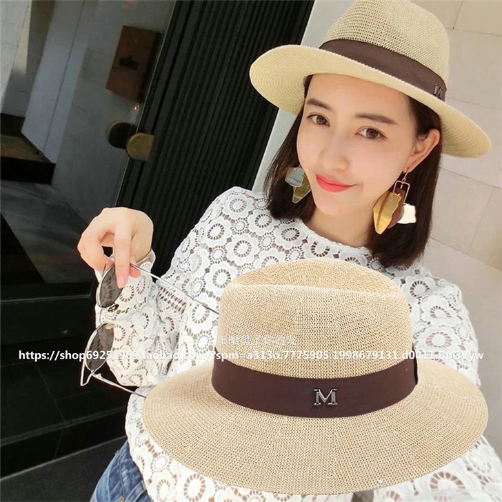 M标夏天女士礼帽英伦爵士帽防紫外线沙滩太阳...