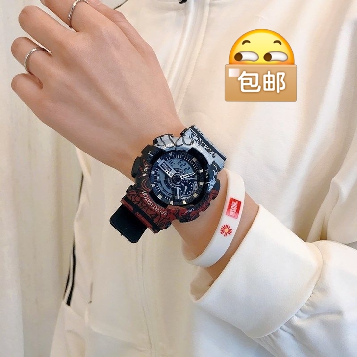 海贼王联名韩版ins手表男女学生夜光防水闹...