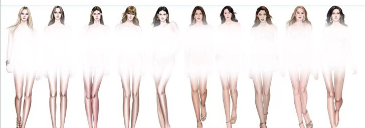 服装设计手绘效果图PS女装人体模特素材正面...