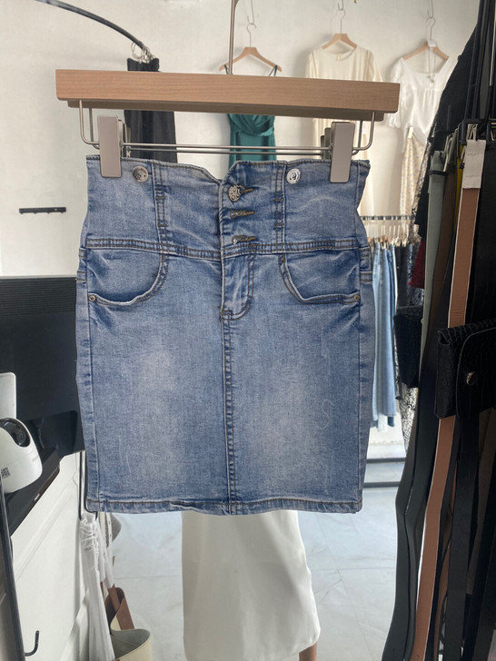 高腰牛仔短裙女夏辣妹风显瘦薄款包臀裙