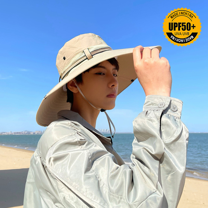 防晒帽渔夫帽男夏季遮阳太阳帽子男潮遮脸防紫...