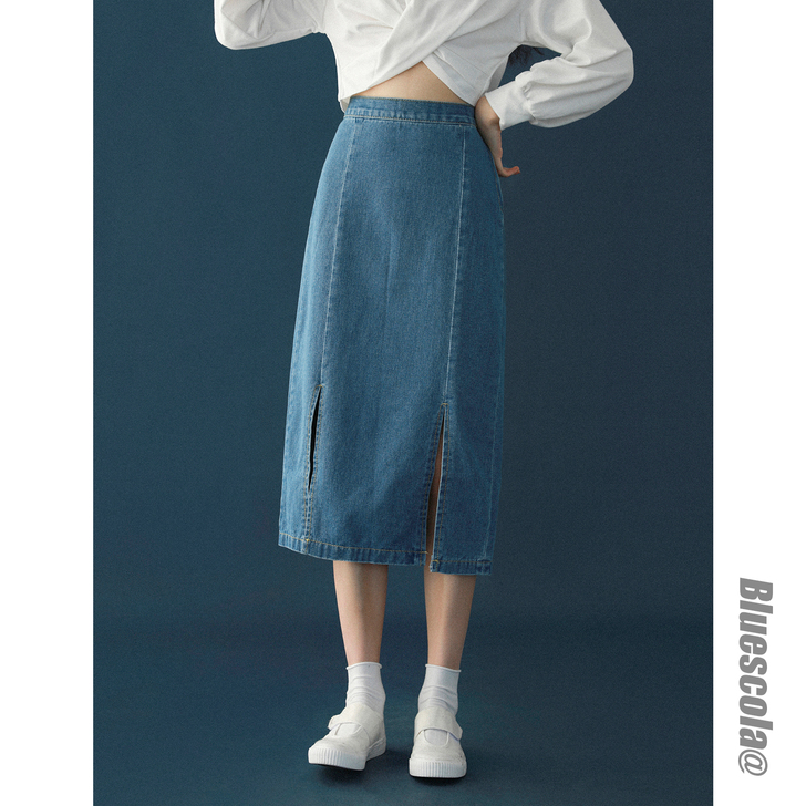 高腰A字牛仔裙女2020春秋季新款休##a...