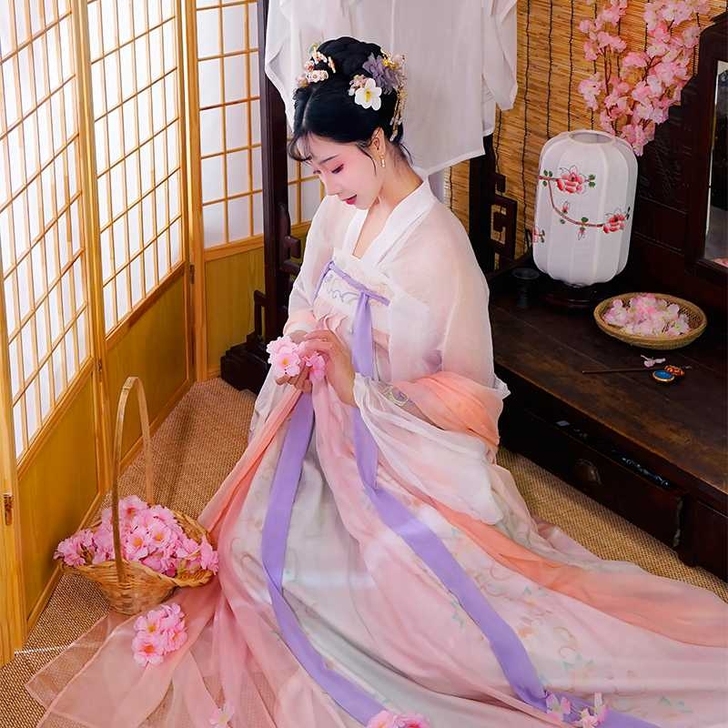 都城南庄 凉君璧 汉服闺蜜装齐胸襦裙渐变印...