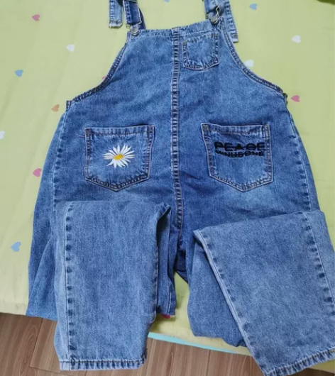 背带牛仔裤女款宽松显瘦,可穿120斤左右 ...